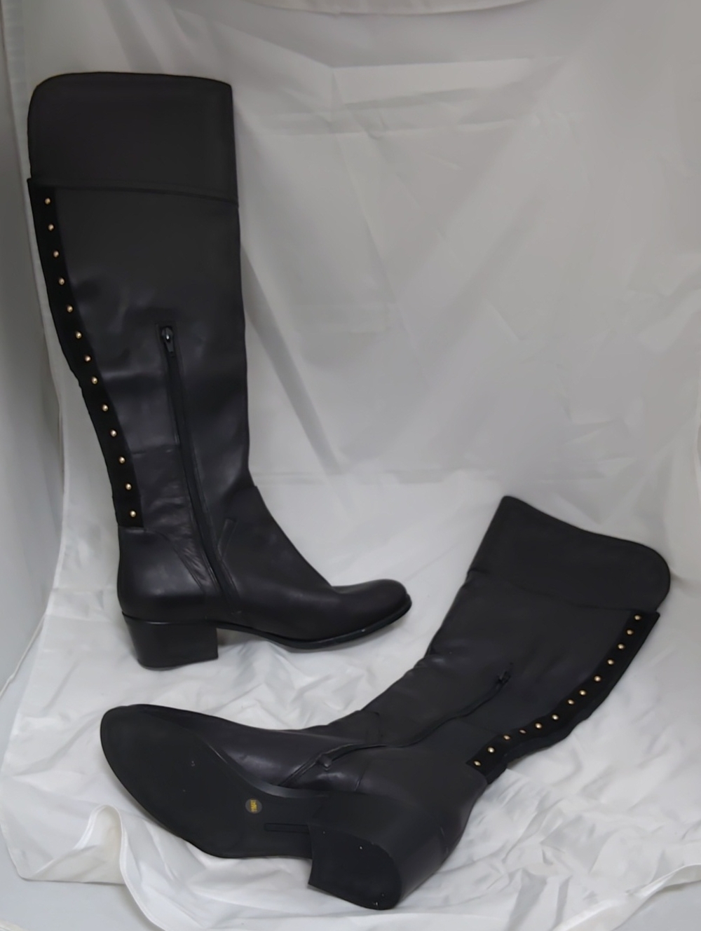 Vince Camuto Black Leather Over Knee Boots - Size 11